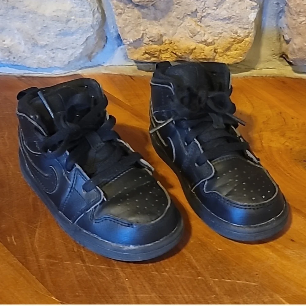 NIKE INFANT TODDLER 7C JORDAN 1 MID FLEX (TD) 554727-010 BLACK/BLACK-BLACK SHOES